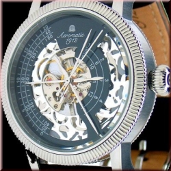 Mechanische Handaufzug Skeleton Aeromatic-Uhr A1305