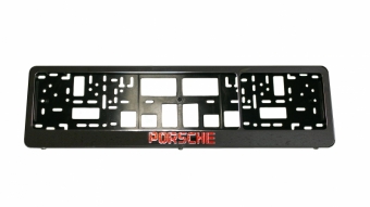 Cadre anti-vandalisme pour la plaque d&#39;immatriculation avec logo Porsche (chrome)