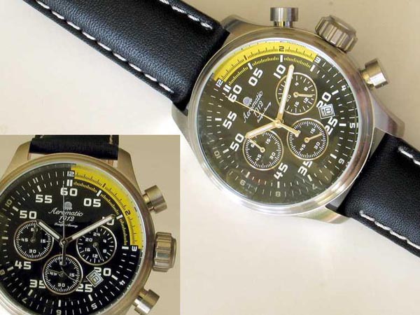 DEFENDER XXL-Pilot "World-Tour" Chronographe de A1203 noir
