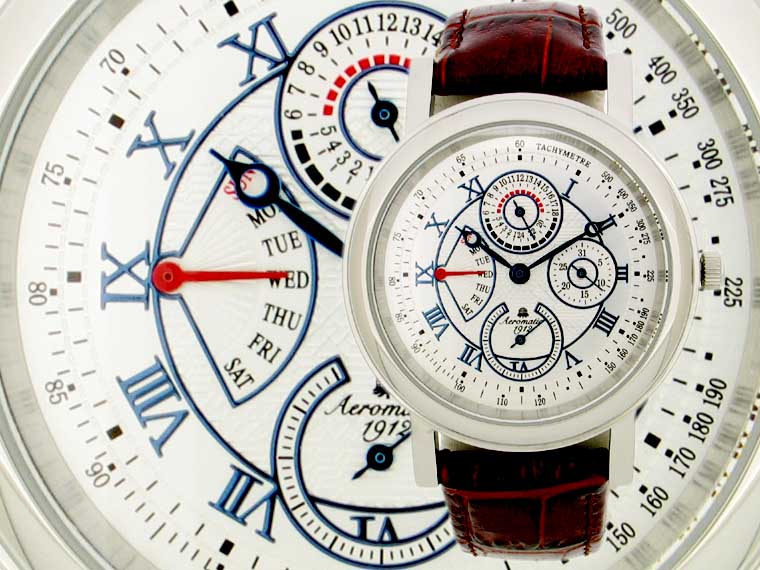 Calendrier design rétro avec le jour rétrograde A1261 UNISEX blanc