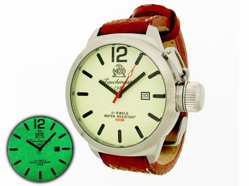 2.WW allemand U-Boot DATE système automatique lourd !!! couronne protéger T0012N lumineuse
