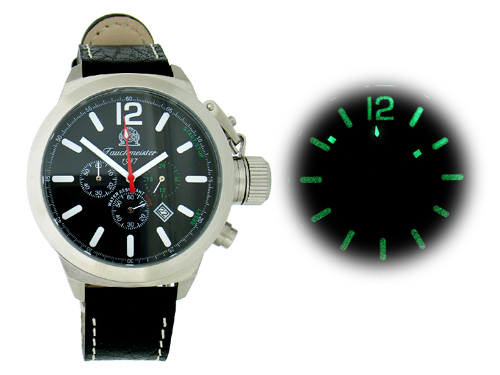 2.WW allemand U-Boot Chronographe lourd !!! couronne système de protection T0015 noir