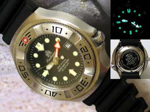 Profi combat montre de plongée automatique eau de 1000m résistant hélium SÛR SAPHIRE glas T0044