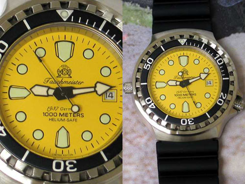 Profi combat montre de plongée automatique eau de 1000m résistant hélium SÛR SAPHIRE glas T0047