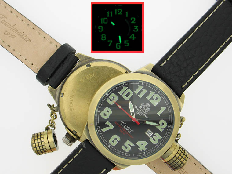 500m 2.WW allemand U-Boot automatique DATE lourd !!! couronne système de protection T0055