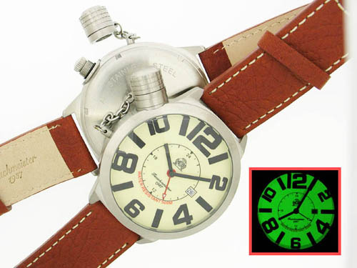 XXL 2.WW allemand U-Boot DATE GMT SWISS-lourd !!! couronne système de protection T0066 lumineuse