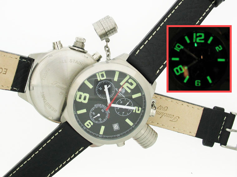 2.WW allemand U-Boot chronographe ETA-movt. lourd!!! couronne système de protection T0074 noir