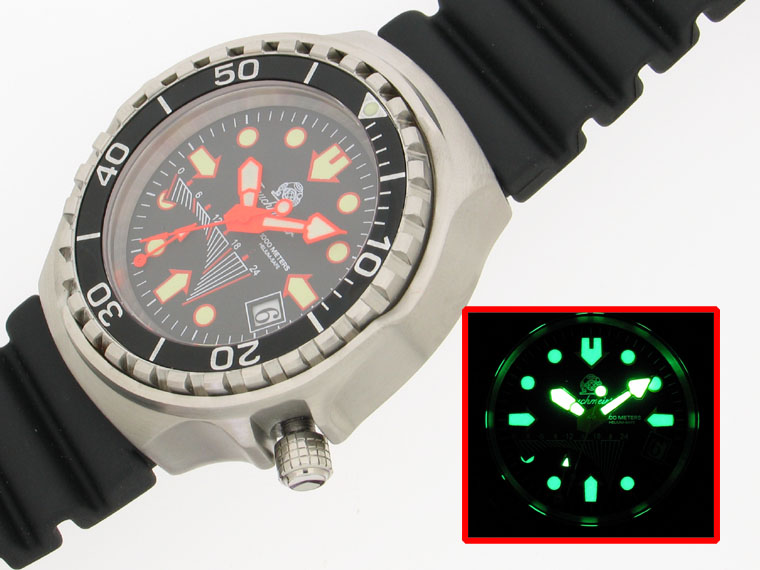 Profi plongeur de combat GMT Fly-back de l'eau de 1000m résistant à l'hélium SÛR SAPHIRE glas T0077