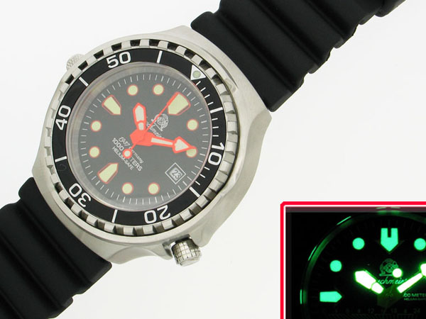 Profi combat montre de plongée automatique eau de 1000m résistant hélium SÛR SAPHIRE glas T0079