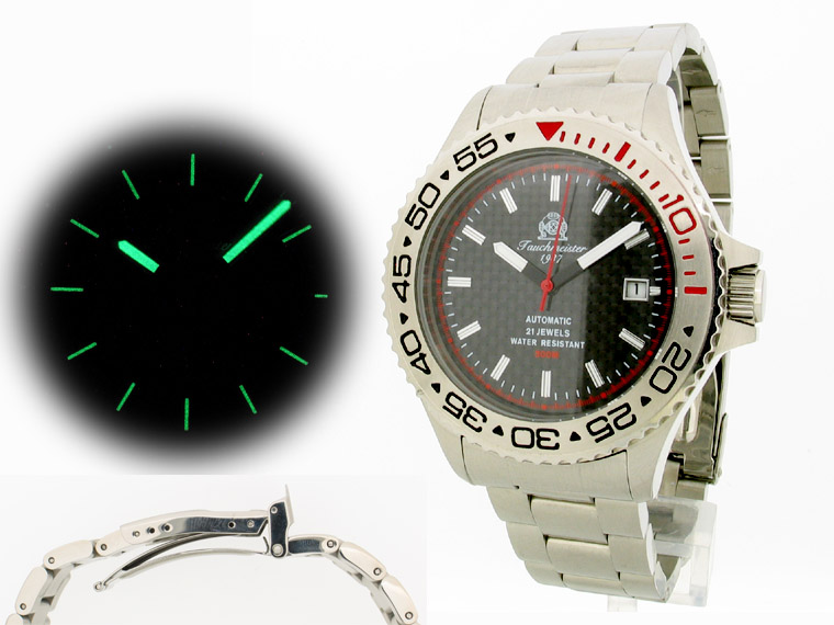 SUB automatique Professional Diver U-Boot. 500m CARBONE-DIAL T0101