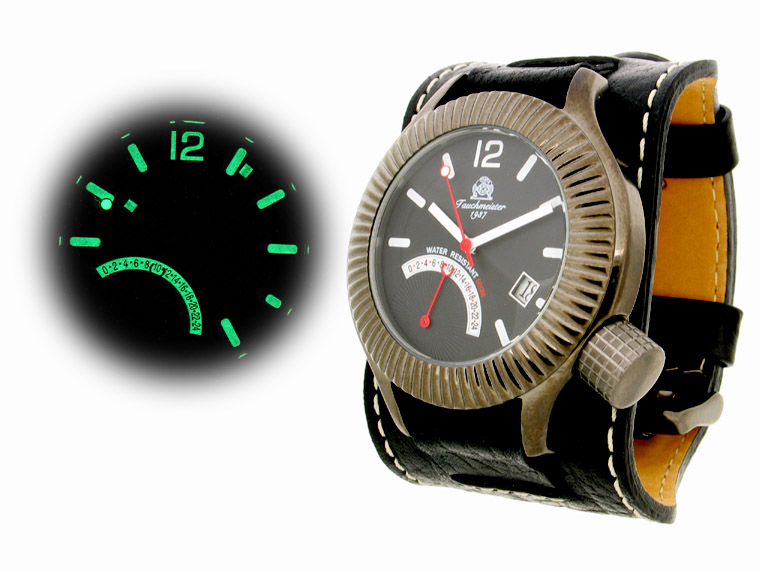 2.WW XL allemande PANZER GMT rétrograde Retro Diver T0103 noir