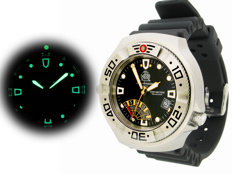 Profi plongeur de combat GMT Fly-back de l'eau de 1000m résistant à l'hélium SÛR SAPHIRE glas T0113