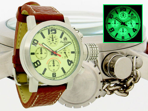 2.WW allemand U-Boot Chronographe 4-yeux lourd !!! couronne système de protection T0116 lumineuse
