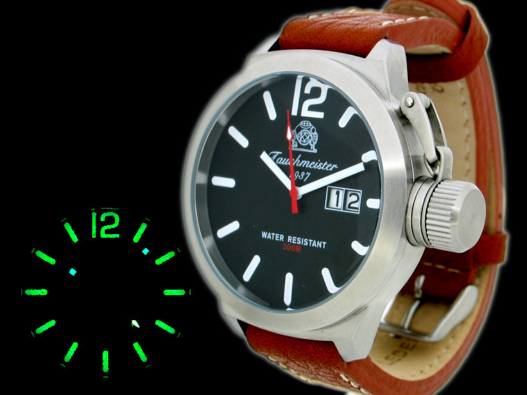 2.WW allemand U-Boot SWISS-BIG-DATE lourd !!! couronner protéger T0128 système