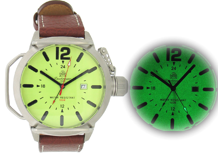 2.WW allemand U-Boot DATE GMT SWISS-lourd !!! couronne système de protection T0136 lumineuse