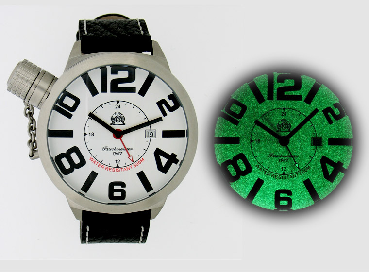 XXL 2.WW allemand U-Boot DATE GMT SWISS-lourd !!! couronne système de protection T0142 lumineuse