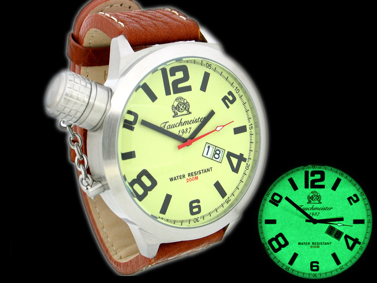 XXL 2.WW allemand U-Boot SWISS-BIG-DATE lourd !!! couronner protéger T0149 système