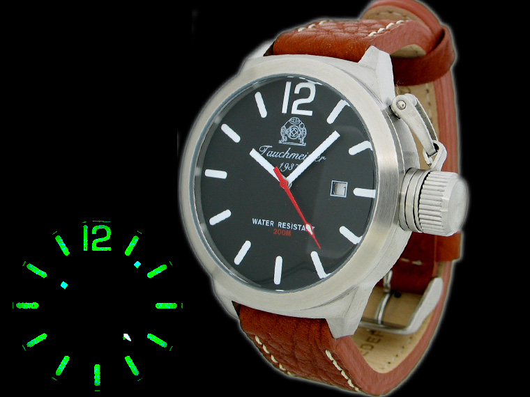 2.WW allemand U-Boot DATE système automatique lourd !!! couronne protéger T0151 noir