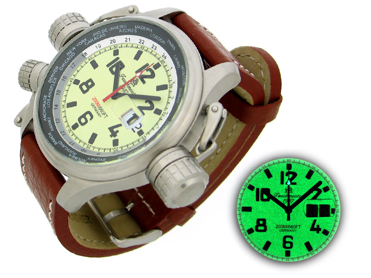 XXL-Pilot "World-Tour" BIG-DATE lumineux avec T0156 du système de protection de la couronne