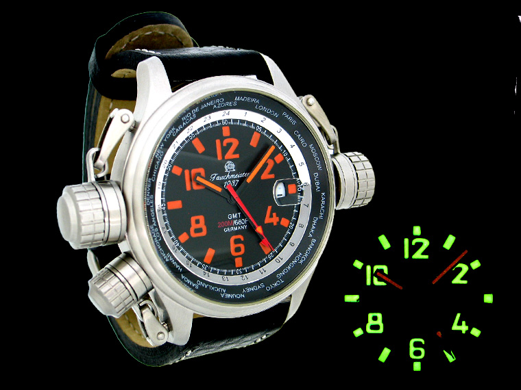 XXL-Pilot "World-Tour" GMT noir avec T0159 du système de protection de la couronne