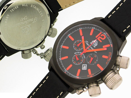 2.WW allemand U-Boot Chronographe lourd !!! couronner protéger T0166 système