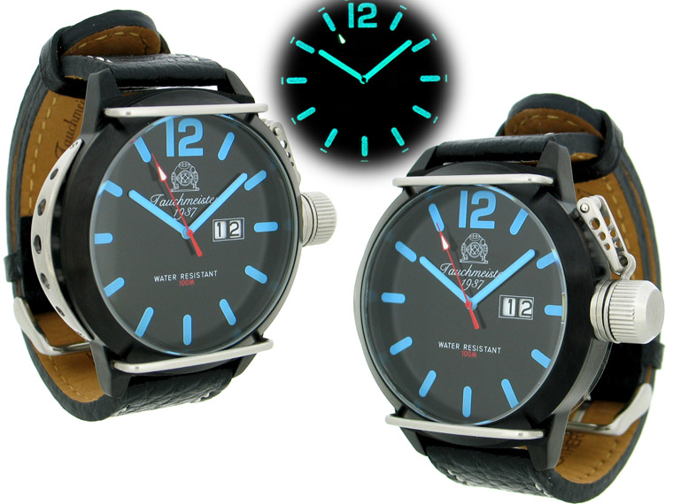 2.WW design allemand U-Boot SWISS-BIG-DATE lourd !!! couronner protéger T0168 système