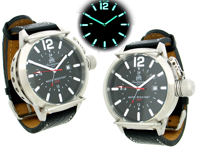 XL 2.WW allemand U-Boot DATE GMT SWISS-lourd !!! couronne système de protection T0170 noir