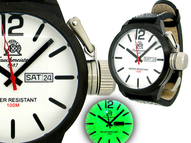Conception 2.WW allemand U-Boot SWISS-DAY-DATE lourd !!! couronner protéger T0178 système