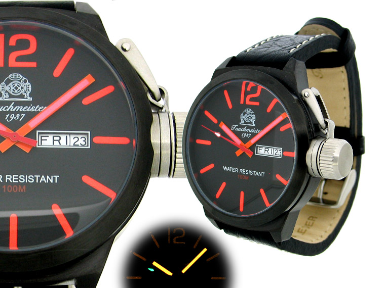 Conception 2.WW allemand U-Boot SWISS-DAY-DATE lourd !!! couronner protéger T0180 système