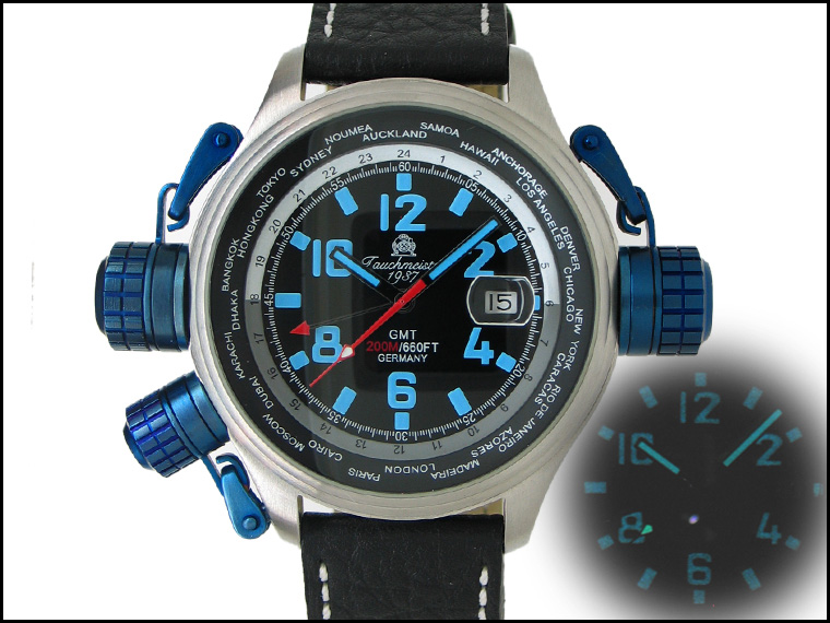 XXL-Pilot "World-Tour" GMT noir avec T0181 du système de protection de la couronne