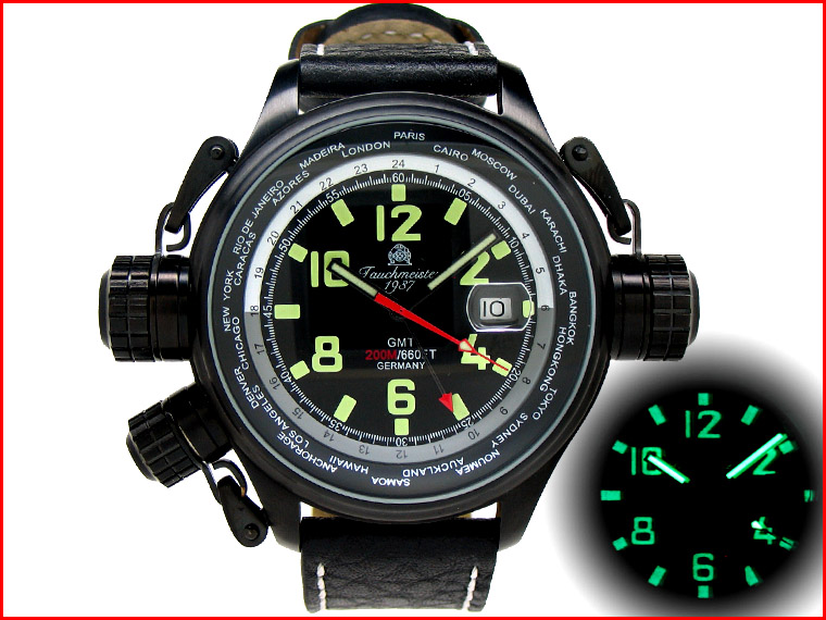 XXL-Pilot "World-Tour" GMT noir avec T0182 du système de protection de la couronne