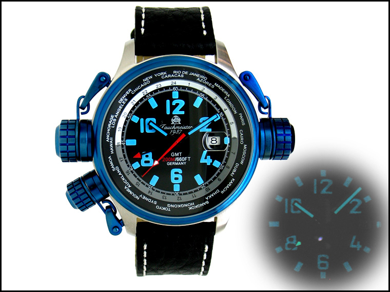 XXL-Pilot "World-Tour" GMT noir avec T0186 du système de protection de la couronne