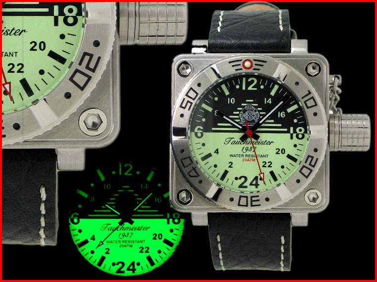 XL 2.WW allemand U-Boot DATE SWISS-24H lourd !!! couronner protéger T0190 système