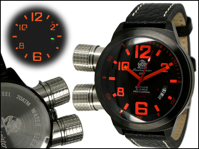 2.WW allemand U-Boot DATE lourde automatique !!! Couronne HORIZONTAL protéger T0197 système