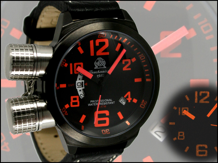 2.WW allemand U-Boot DATE GMT SWISS-lourd !!! Couronne HORIZONTAL protéger T0200 système