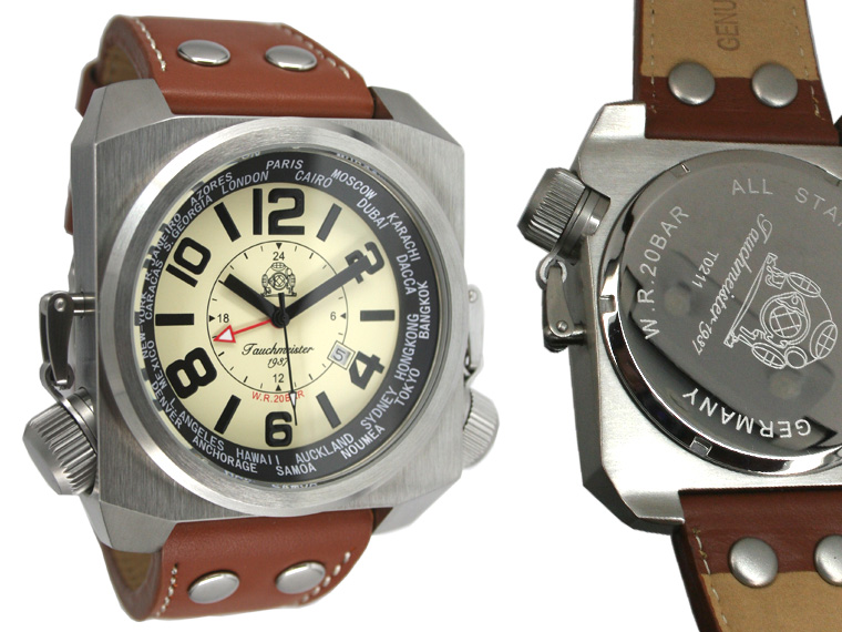 2.WW allemand U-Boot DATE GMT SWISS-lourd !!! Couronne HORIZONTAL protéger T0211 système